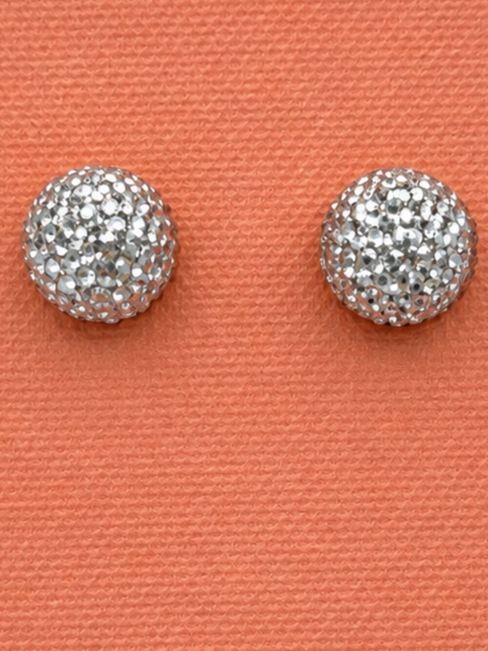 Silver Tone Sparkle Pavé Ball Stud Earrings